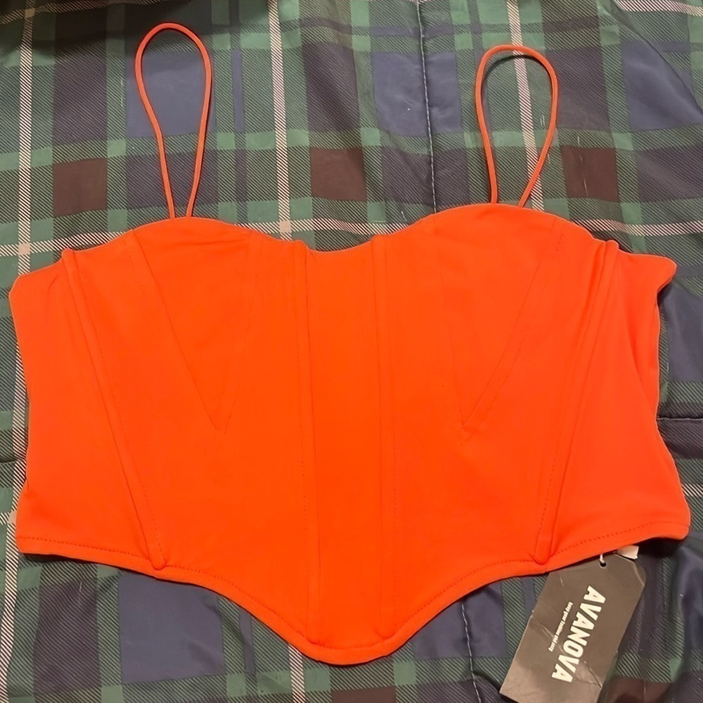 NWT Orange Bustier Corset Top | Spaghetti Strap Crop Tank | small | going out